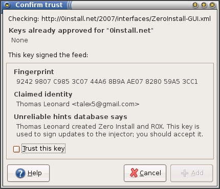 Confirming Thomas Leonard's GPG key